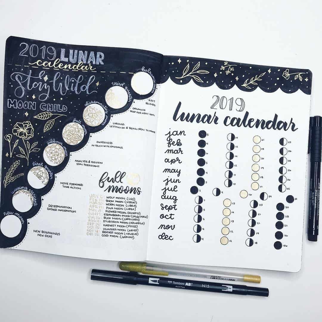 25 Stellar Moon Phase Spreads For Your Bullet Journal My Inner Creative
