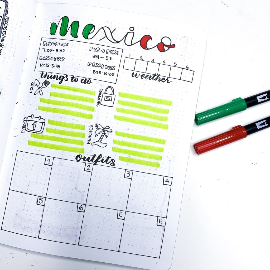 5 Travel Planning Spreads For Your Bullet Journal Free Printables The Petite Planner