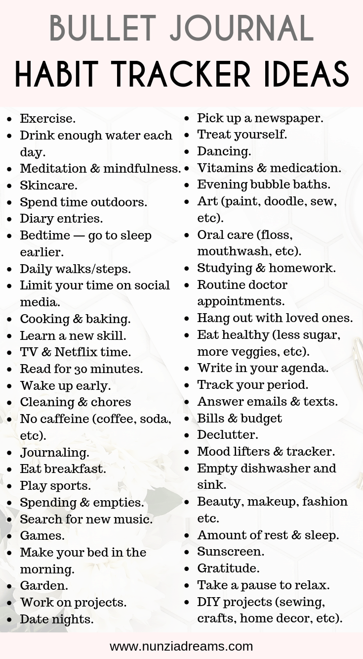 50 Bullet Journal Habit Tracker Ideas Printables NunziaDreams