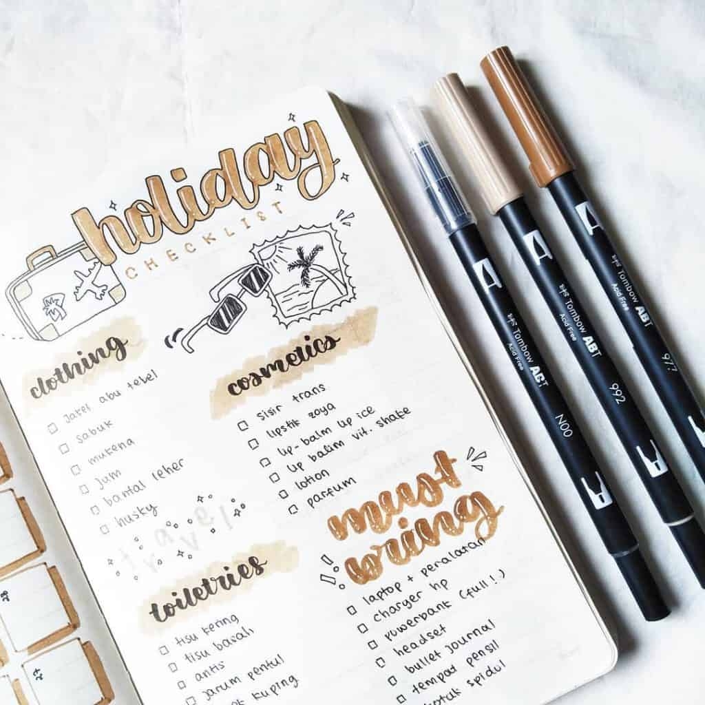 bullet journal vacation tracker