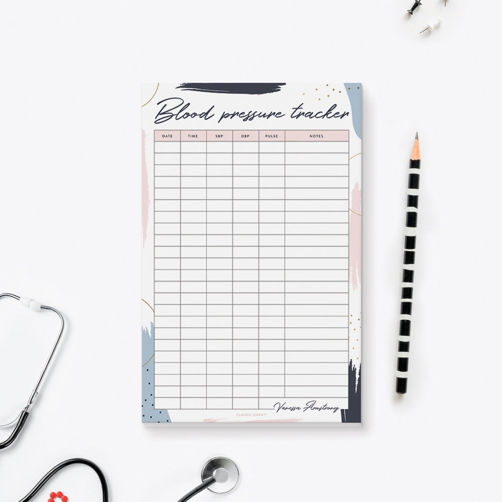 Blood Pressure Tracker Notepad Modern Hypertension BP Tracker High Blood Pressure Log Chart Medical Diary Pad Etsy