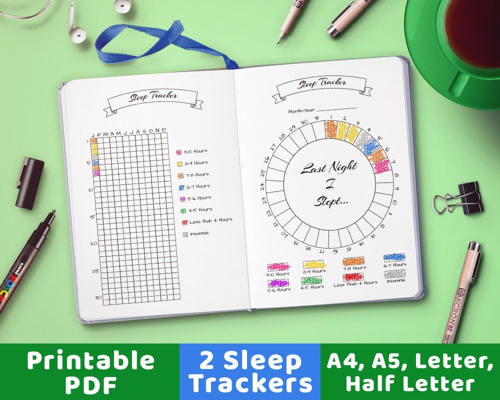 Bujo Journal Sleep Trackers Sleep Tracking Sleep Planner Printable Sleep Chart Sleep Log Sleep Journal Pages Bujo Printable PDF Etsy