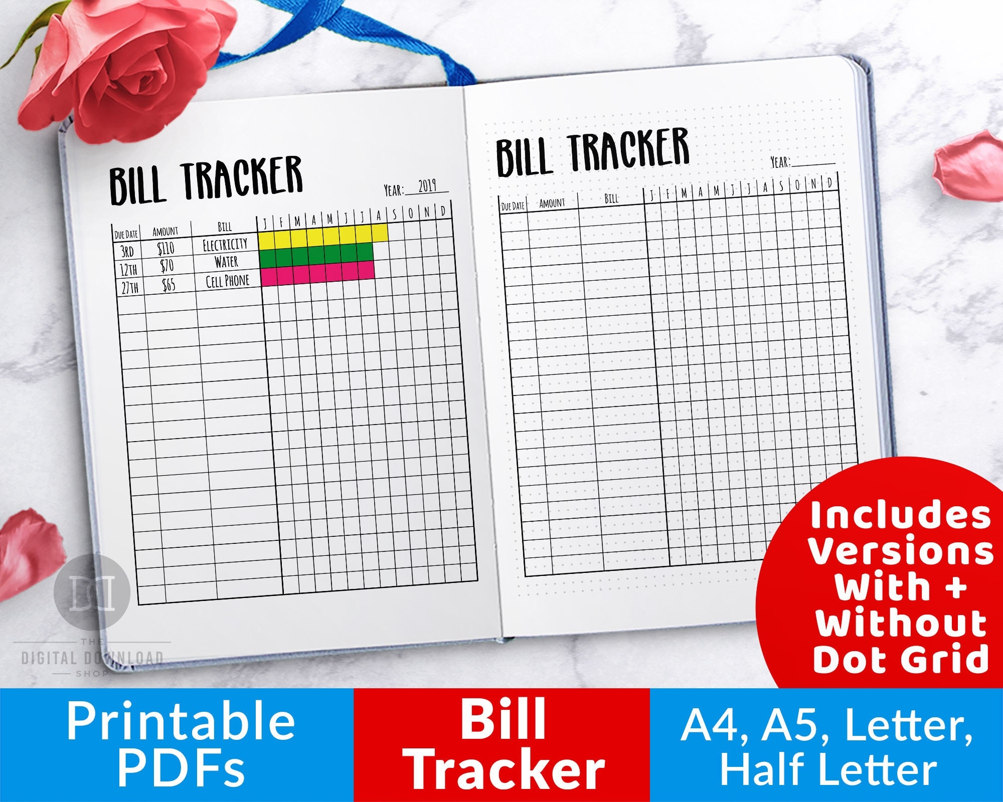 Bullet Journal Bill Tracker Printable Monthly Bill Payment Tracker Bullet Journal Finance Planner Insert Pixel Bujo Printables Pdfs Etsy