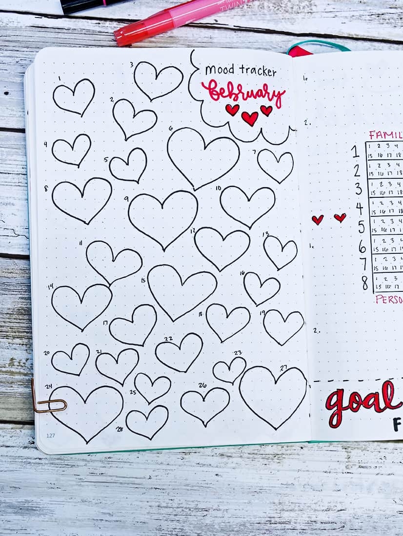 bullet journal february mood tracker