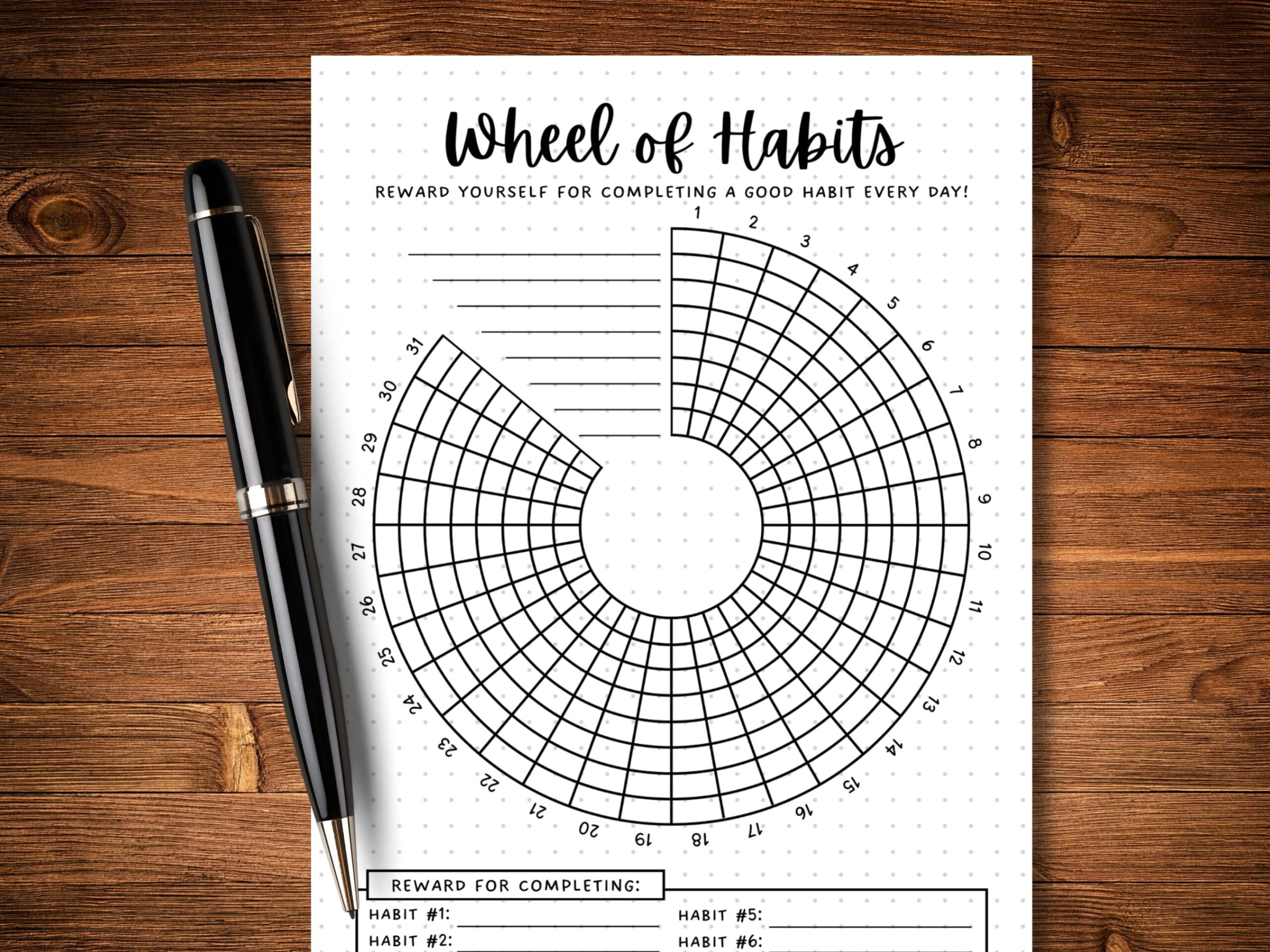 bullet journal wheel habit tracker