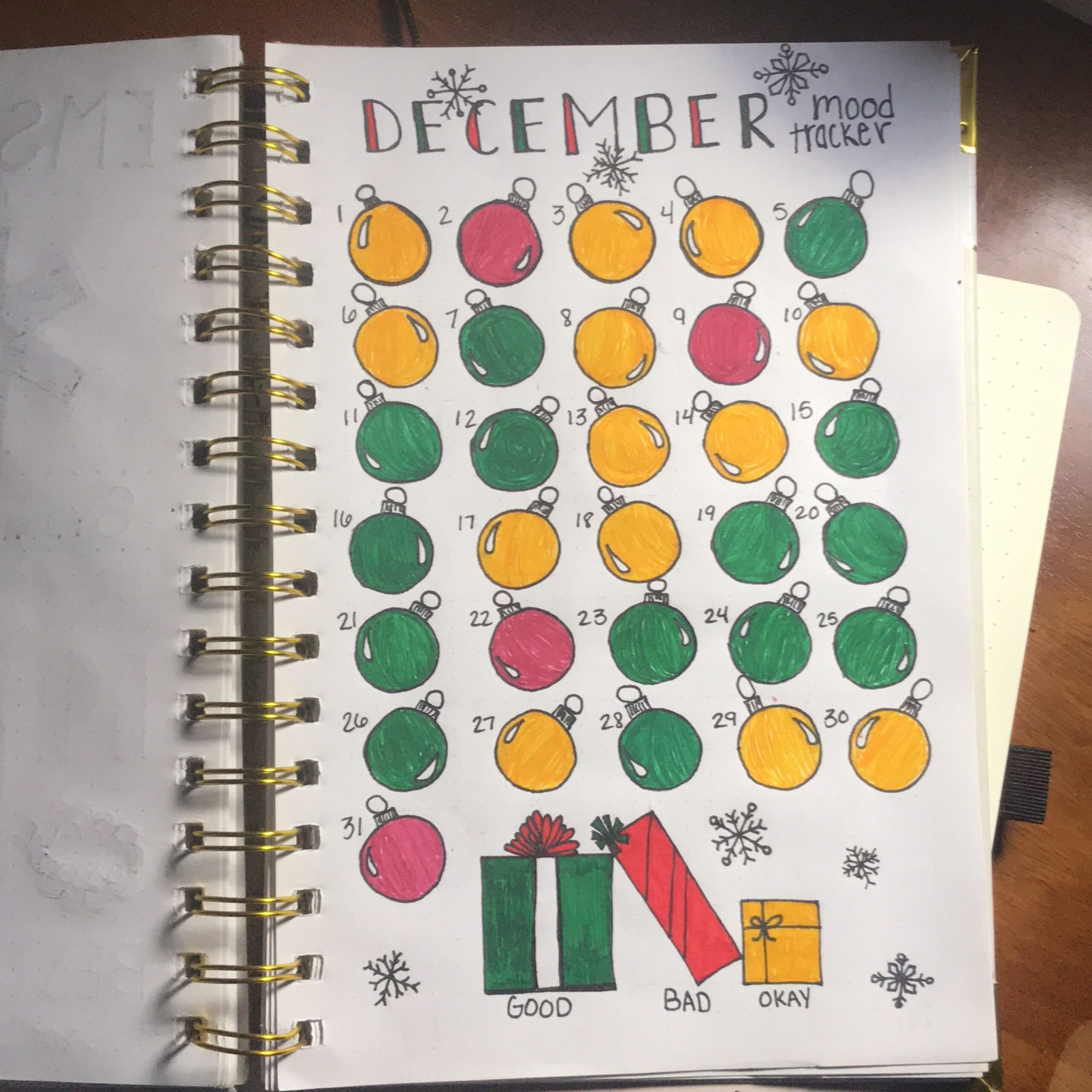 december mood tracker bullet journal