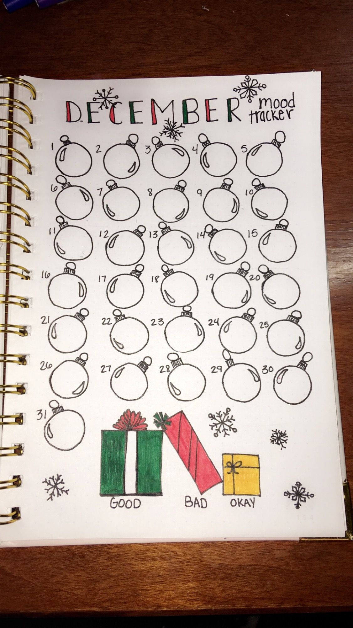 December Mood Tracker For Bullet Journal