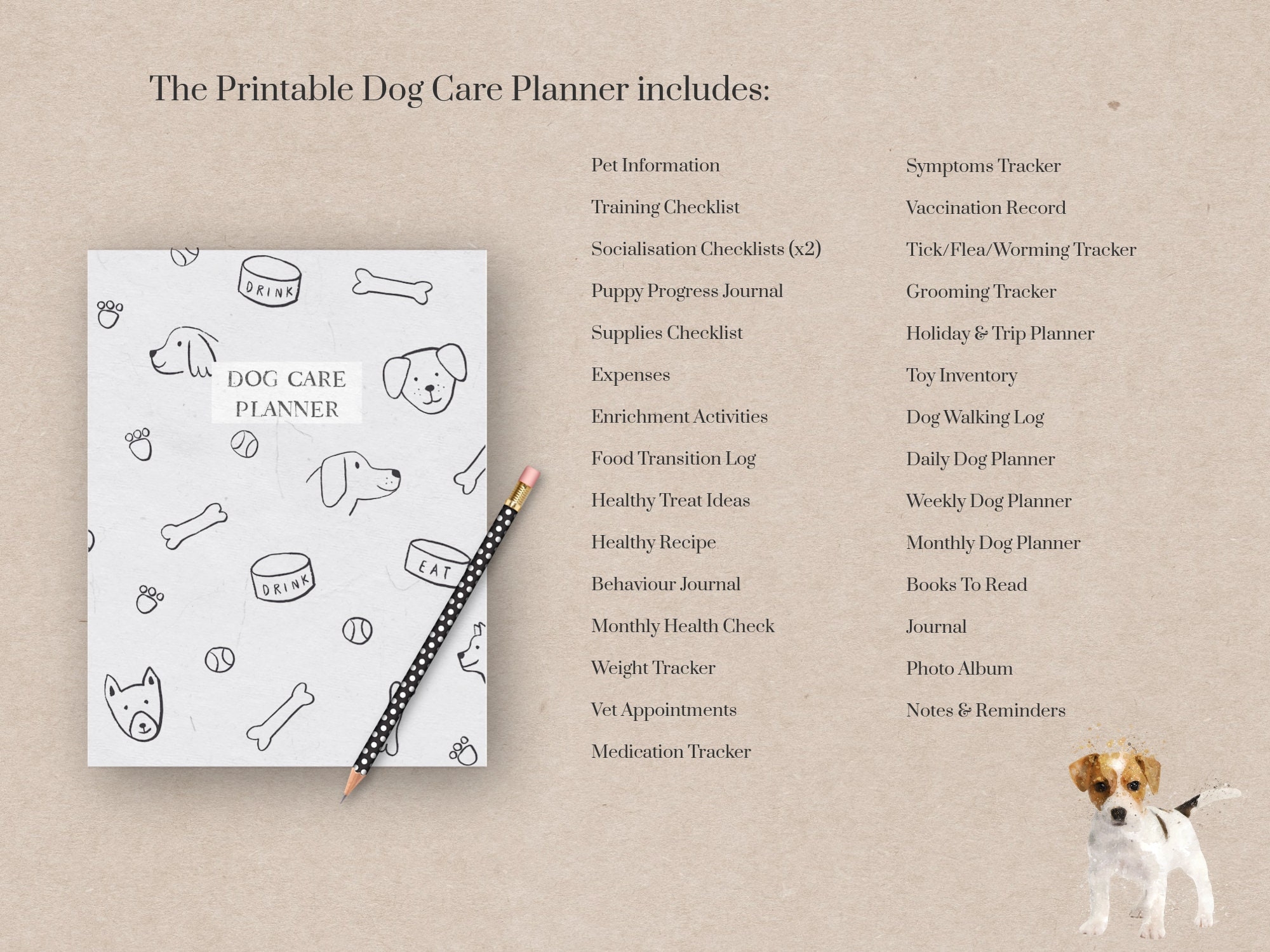 Dog Care Planner Printable Pet Organizer Puppy Planner Dog Health Planner Vet Tracker Dog Walking Log Dog Behaviour Journal Etsy