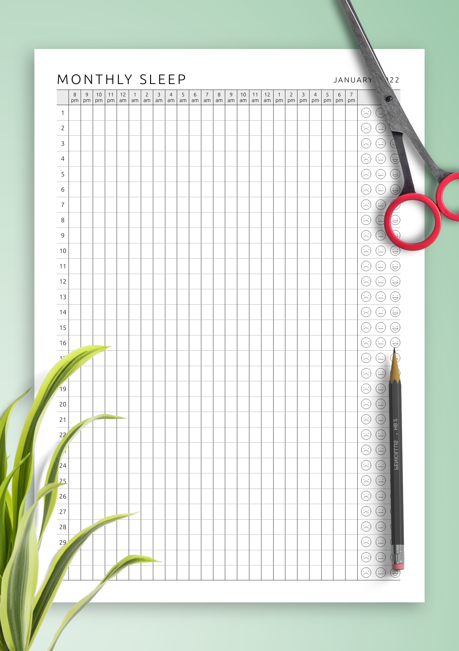 Download Printable Monthly Sleep Tracker Template PDF