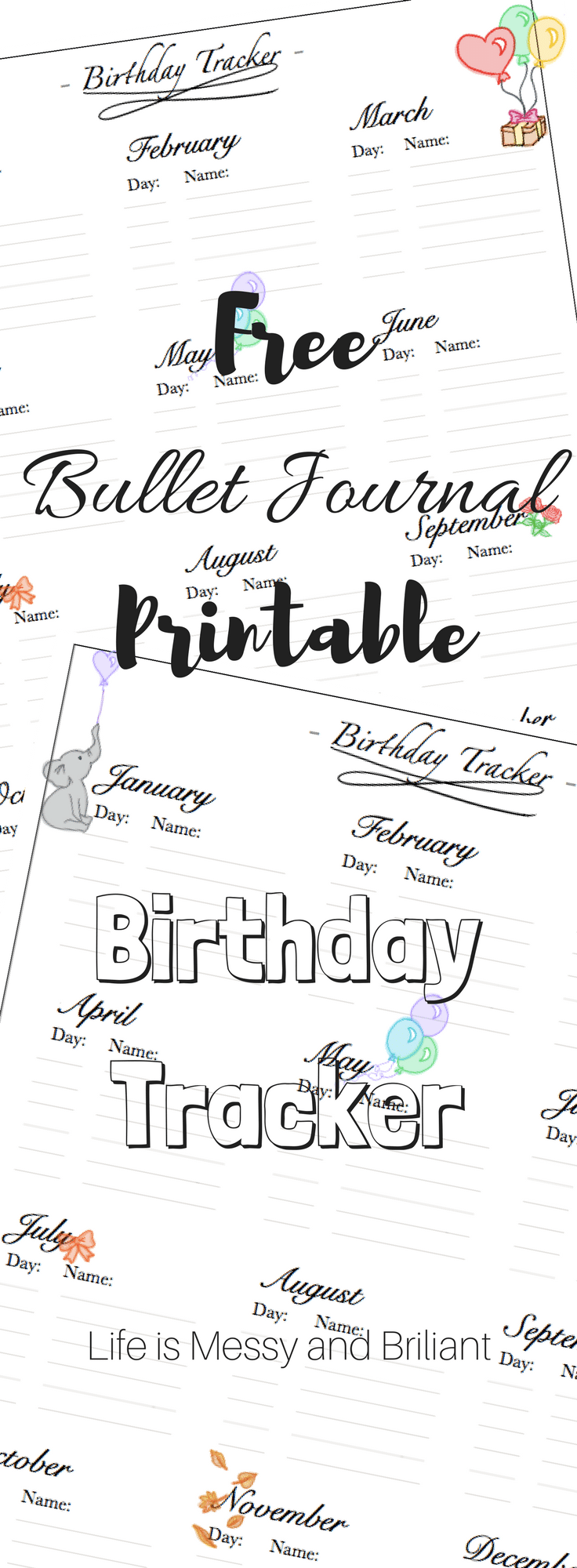FREE Birthday Tracker Printable Bullet Journal Birthday Tracker