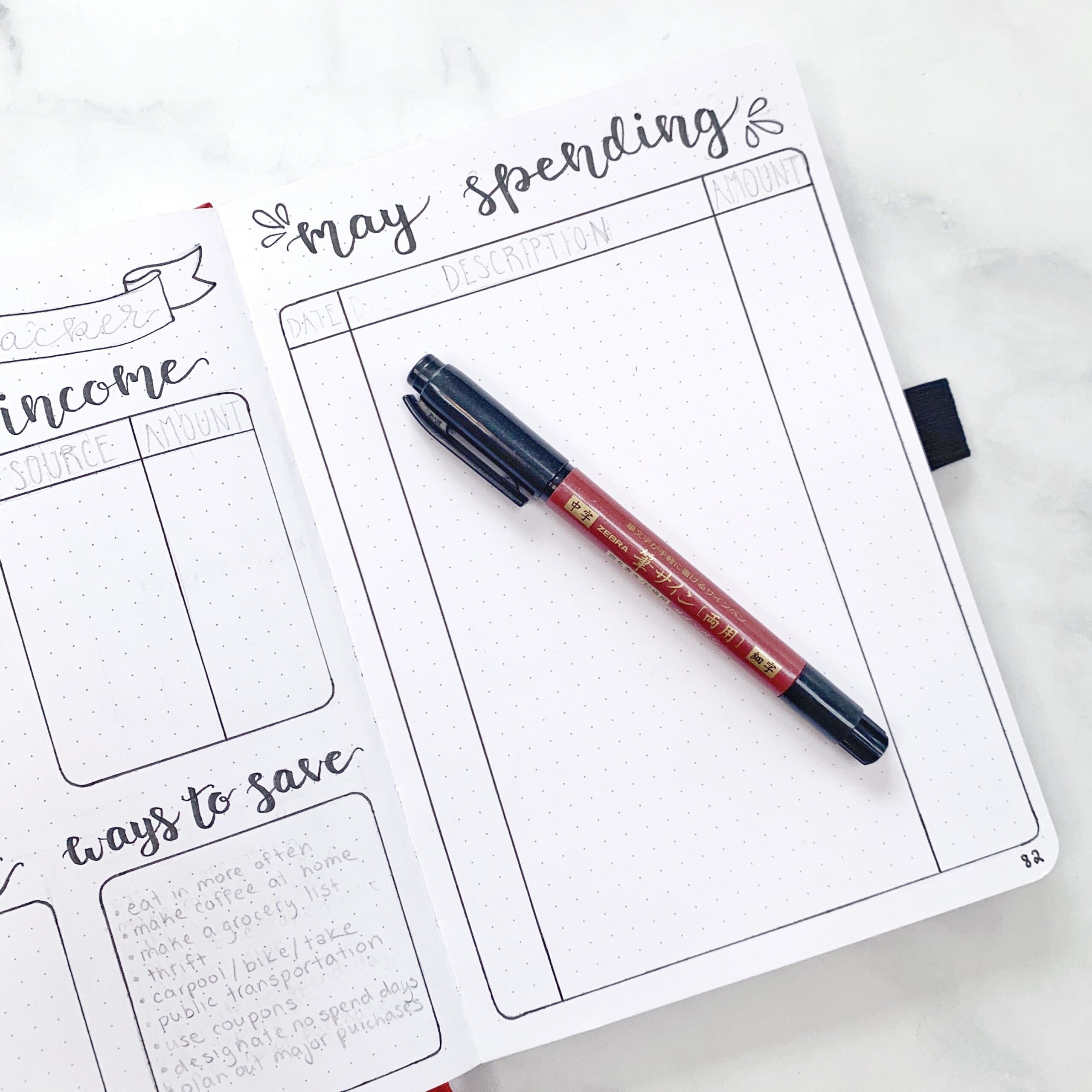 How To Create A Monthly Expense Tracker In A Bullet Journal Zebra Pen