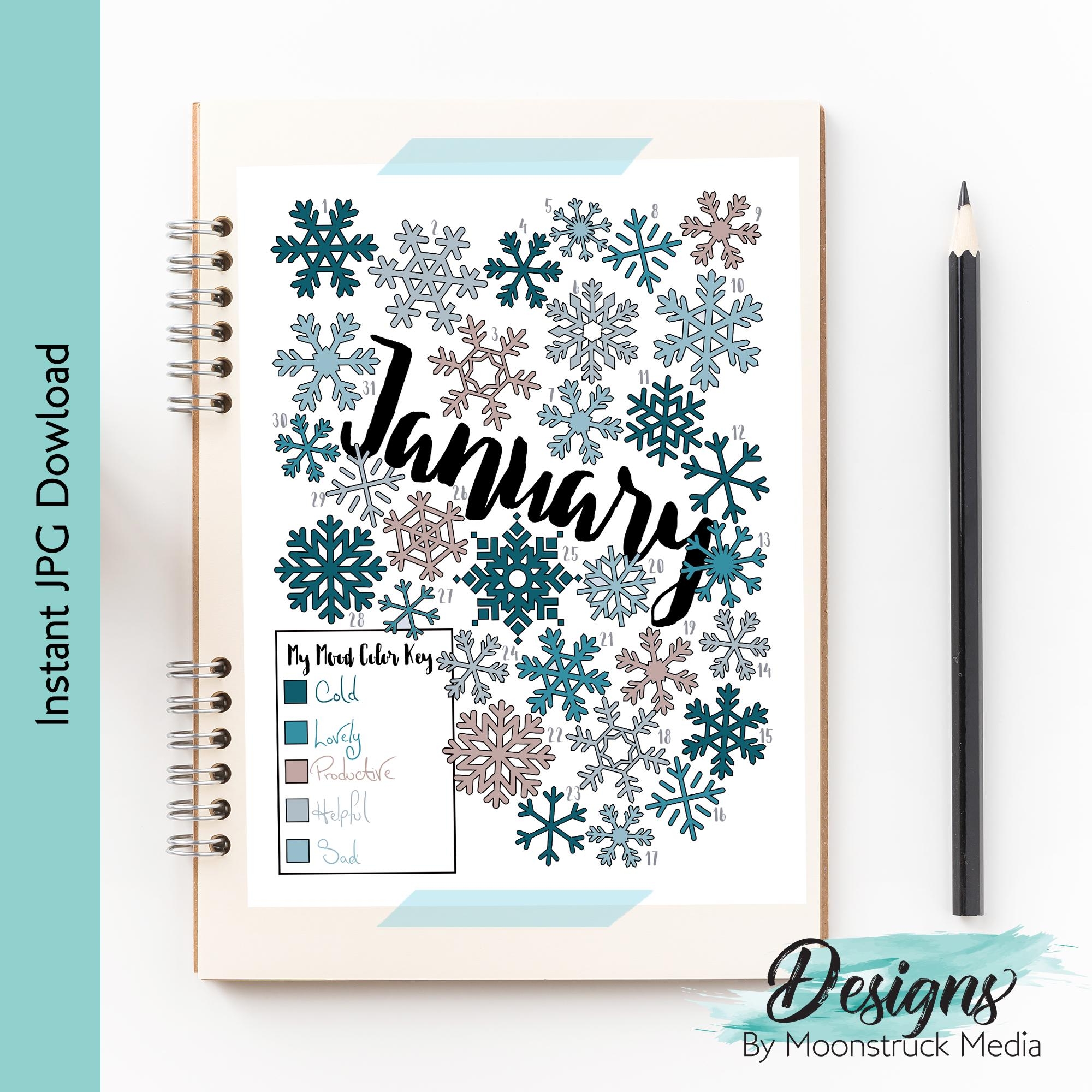 January Mood Tracker Printable Snowflake Monthly Mood Journal Page For January Bullet Journal Insert Instant Download Etsy New Zealand