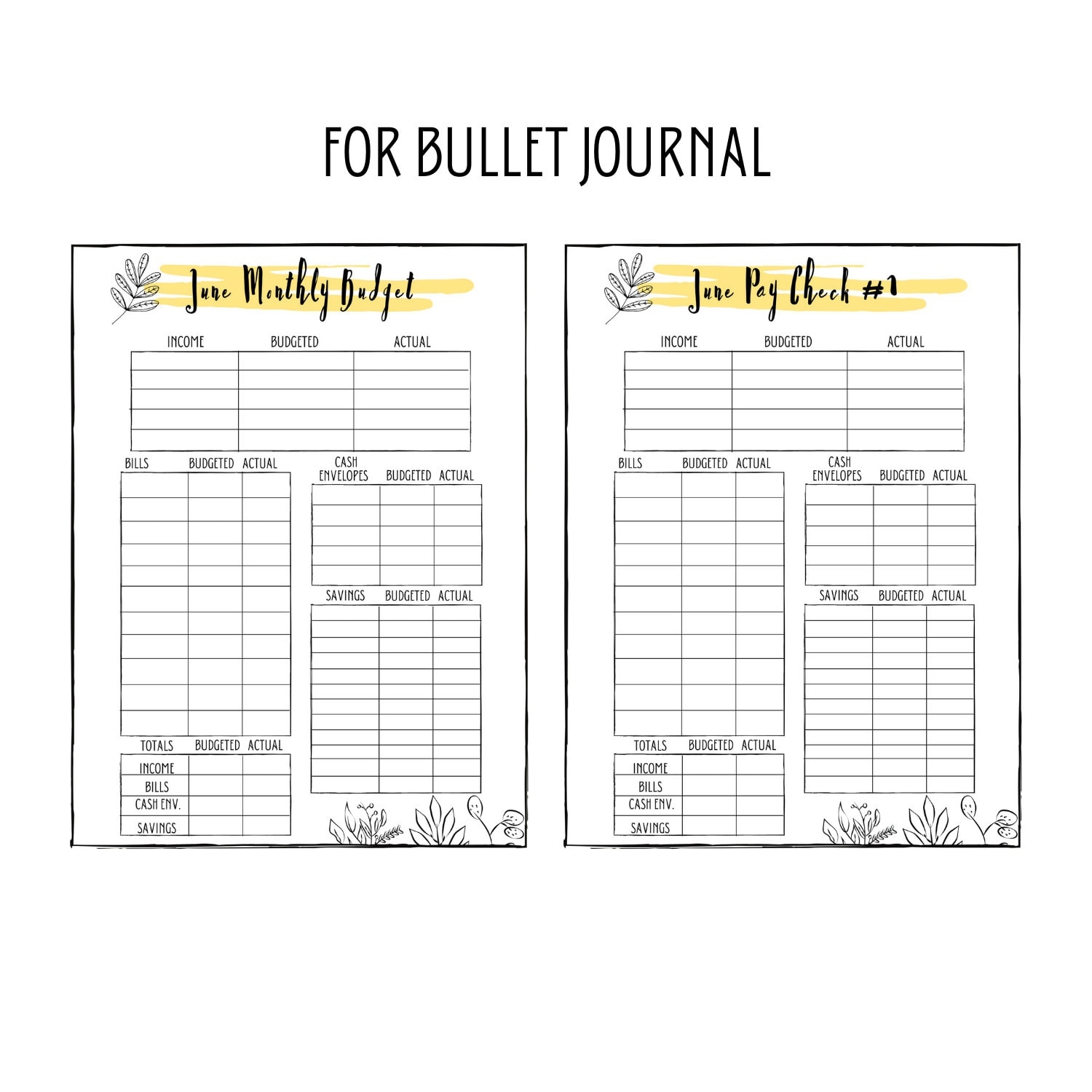 bullet journal income tracker