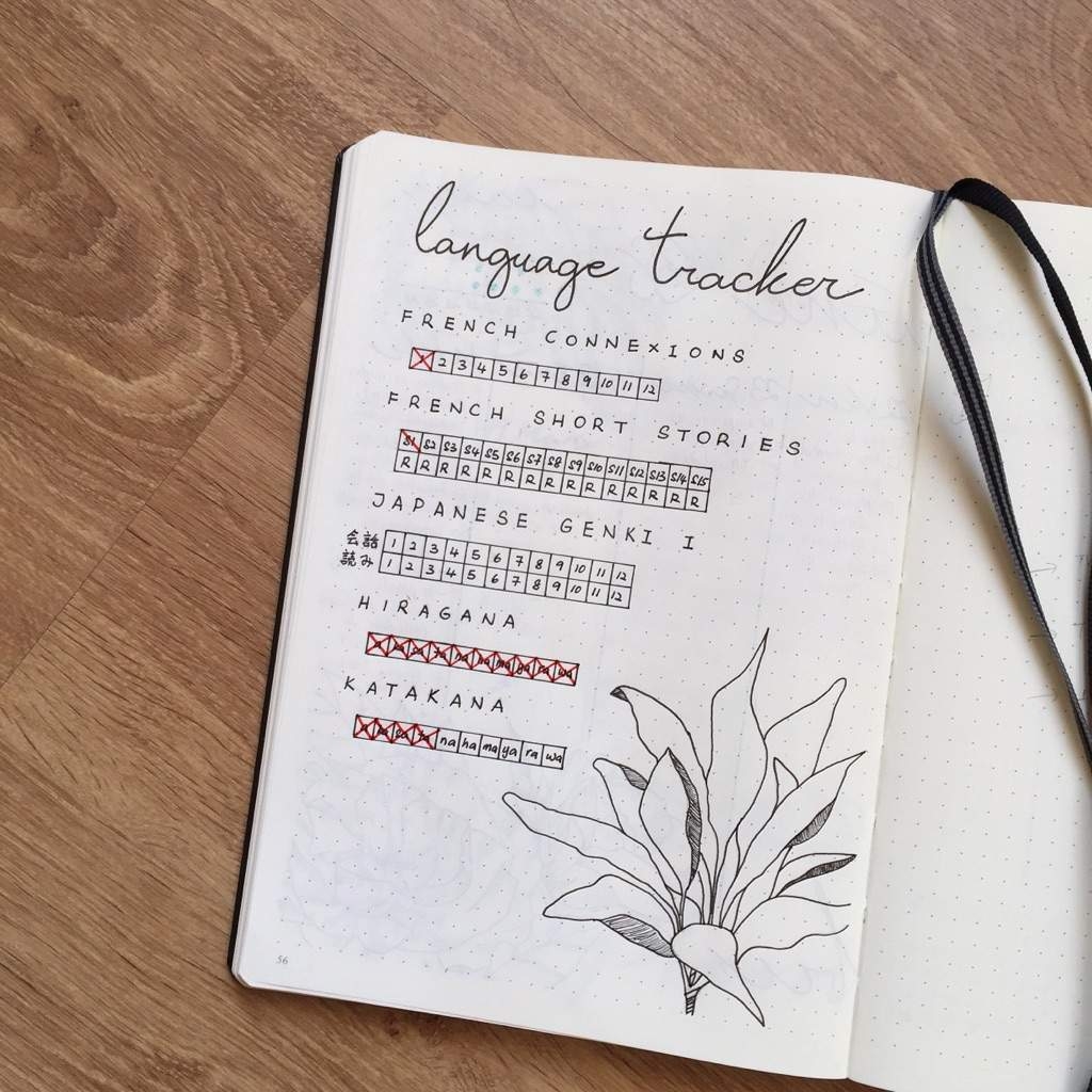 Language Tracker Bullet Journal Amino