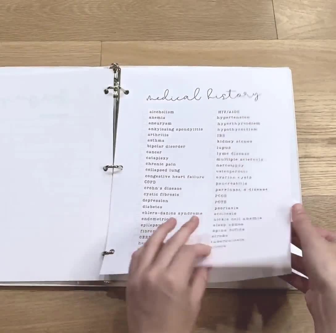 Medical Records Organizer PRINTABLE Bullet Journal Inserts Chronic Illness Log Spoonie Planner 8 5 X 11 Or A5 Etsy