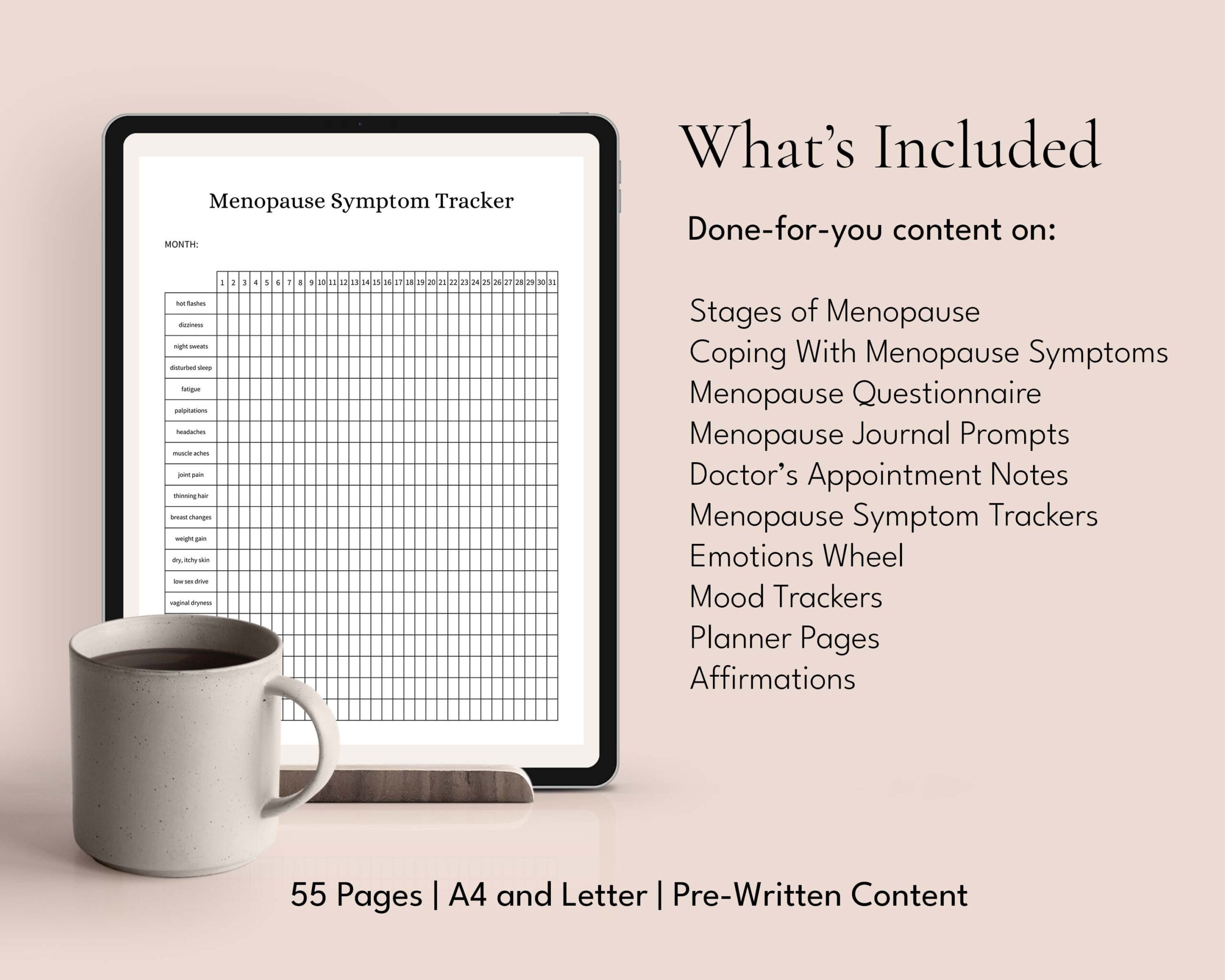 Menopause And Perimenopause Workbook Canva Templates Menopause Symptoms Tracker Menopause Workbook Menopause Resources Menopause Tools Etsy
