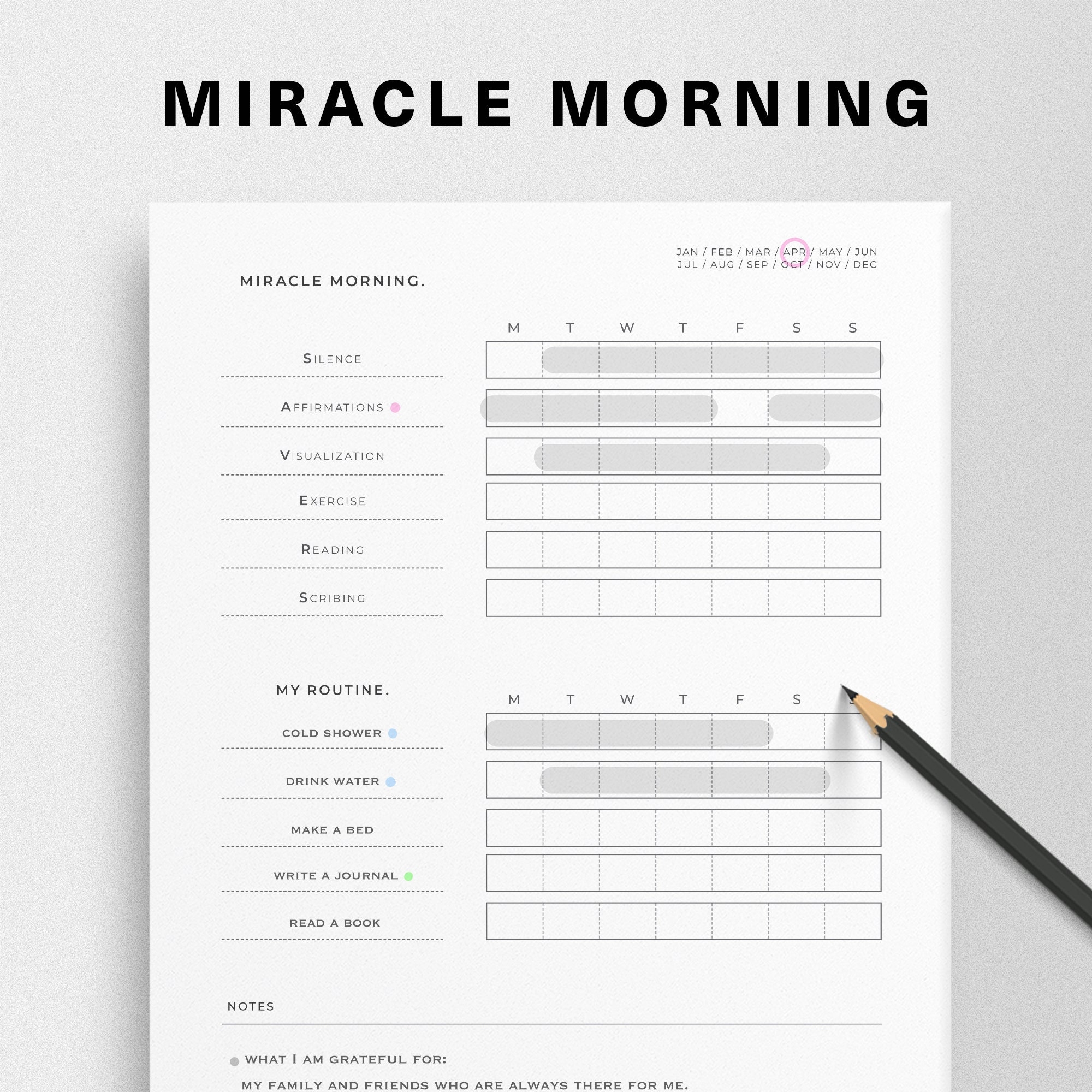 Miracle Morning Tracker Etsy