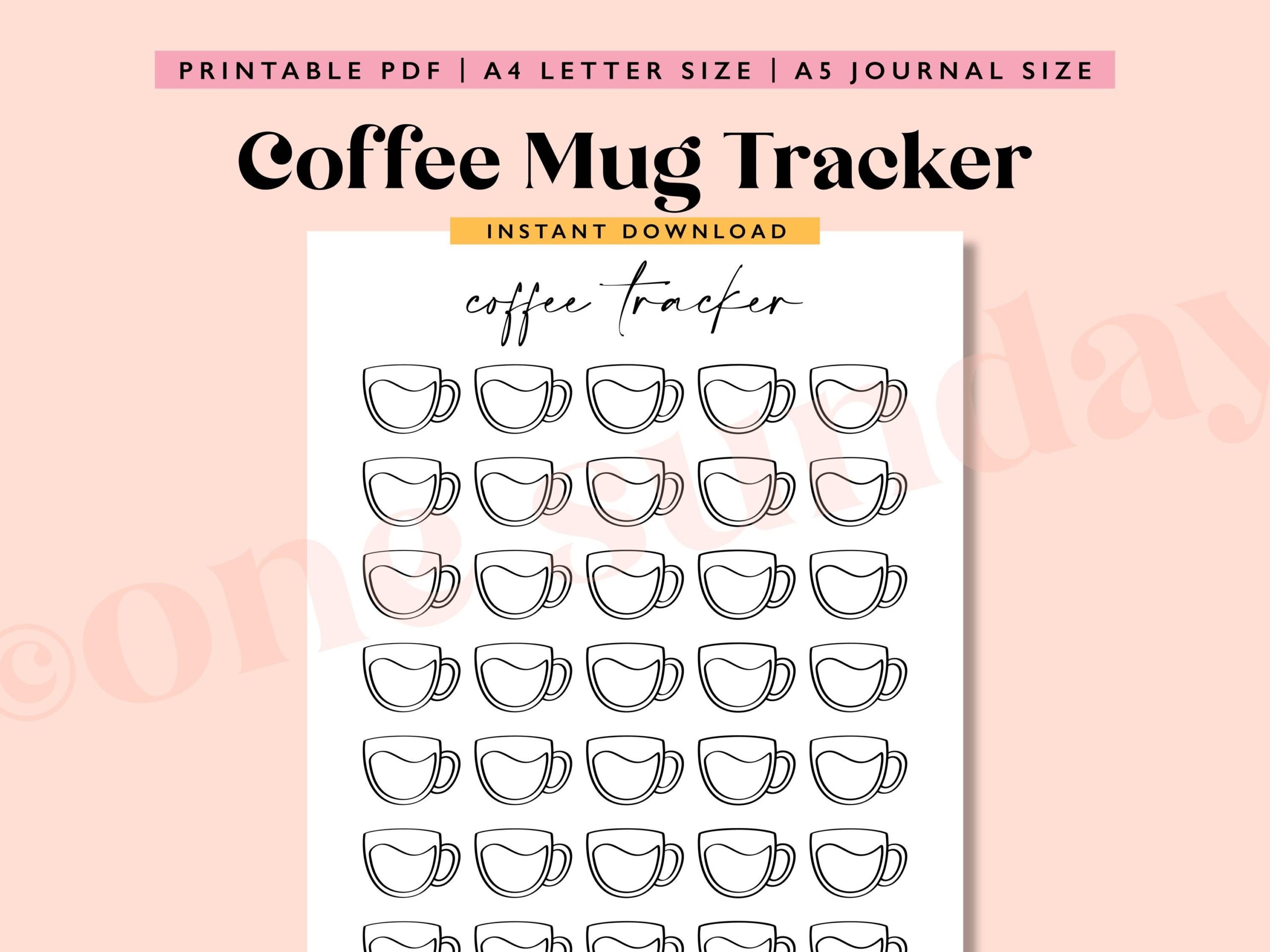 Monthly Coffee Tracker A5 Journal Page Printable Habit Tracker Printable Journal Page Planner Health Tracker Caffeine Tracker Etsy