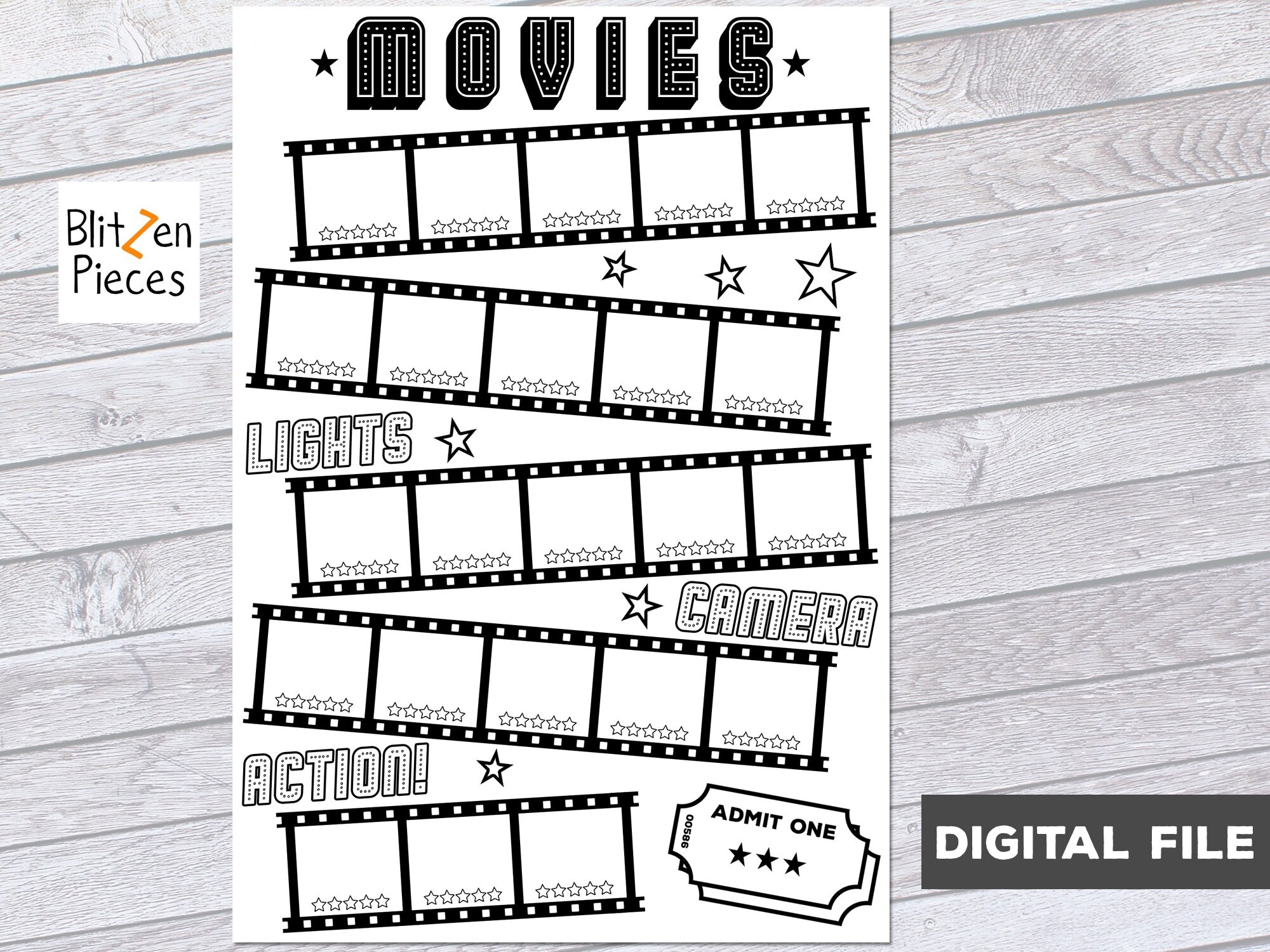 Movies Tracker Printable Log File For Bullet Journal Etsy