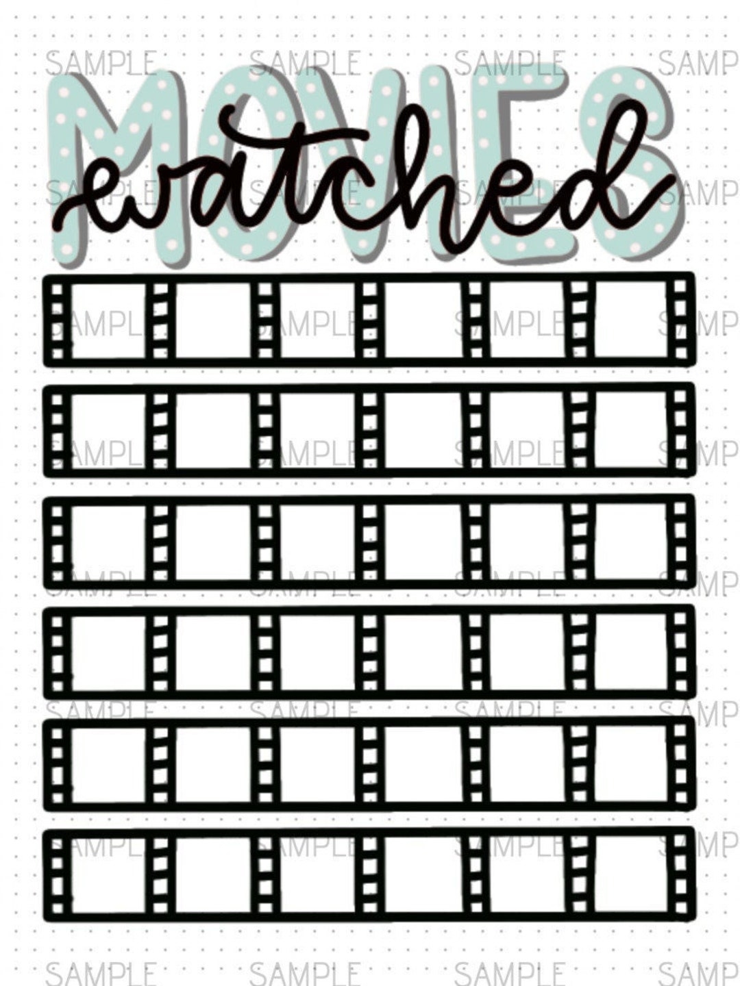 Movies Watched Digital PDF Download For Bujo Bullet Journal Spreads Pages Tracker Spread Journaling Log Planner Etsy