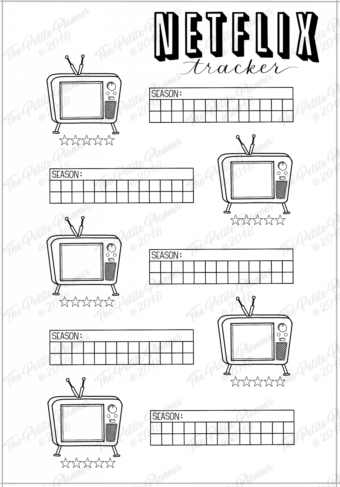 Netflix TV Show Tracker The Petite Planner