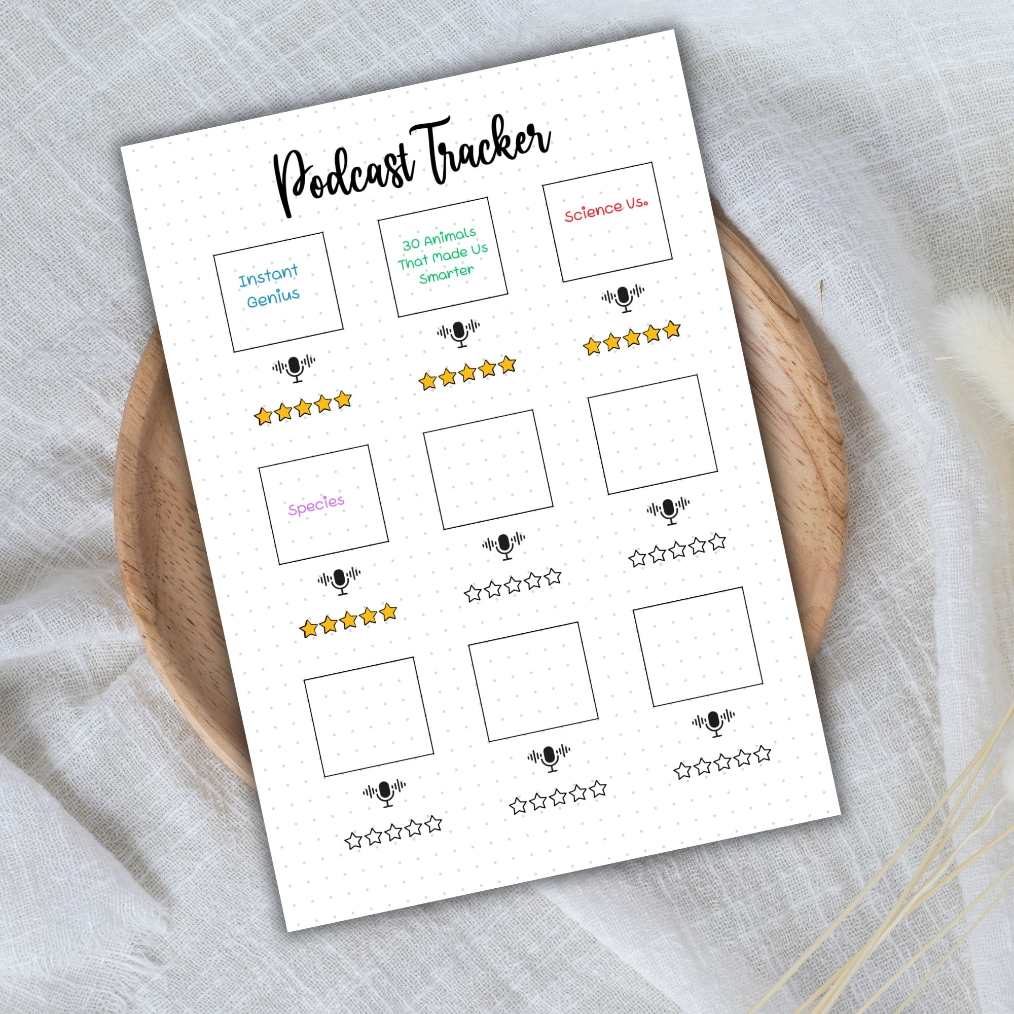 Podcast Tracker Bullet Journal Page Podcast Log Entertainment Tracker Bullet Journal A5 Page Etsy