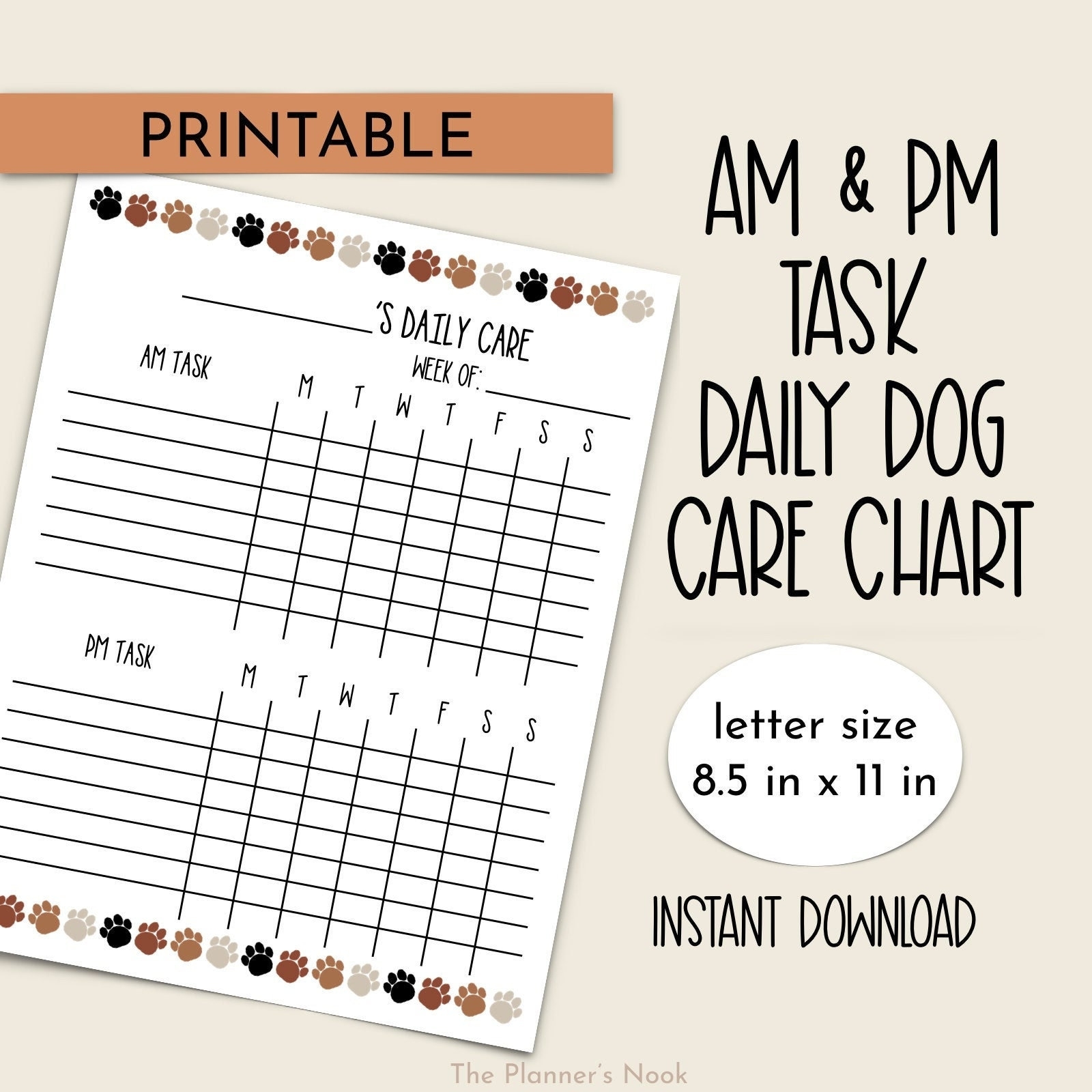 bullet journal pet care tracker printable