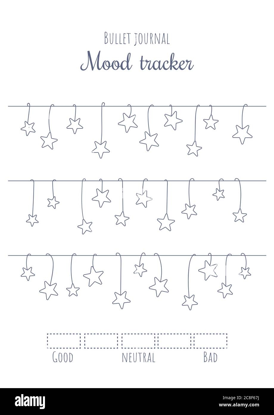 Printable Mood Tracker With Hanging Stars Bullet Journal Ready To Print Page Template Stock Vector Image Art Alamy