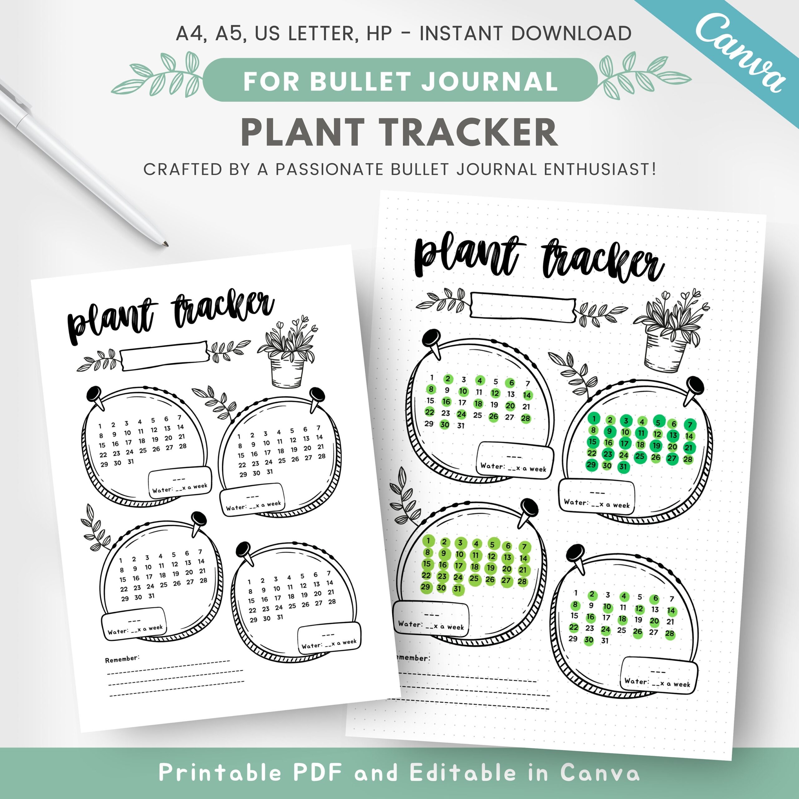 Printable Plant Watering Schedule Plant Care Tracker Page For Bullet Journaling House Plant Chart Garden Journal Tracker Template Etsy