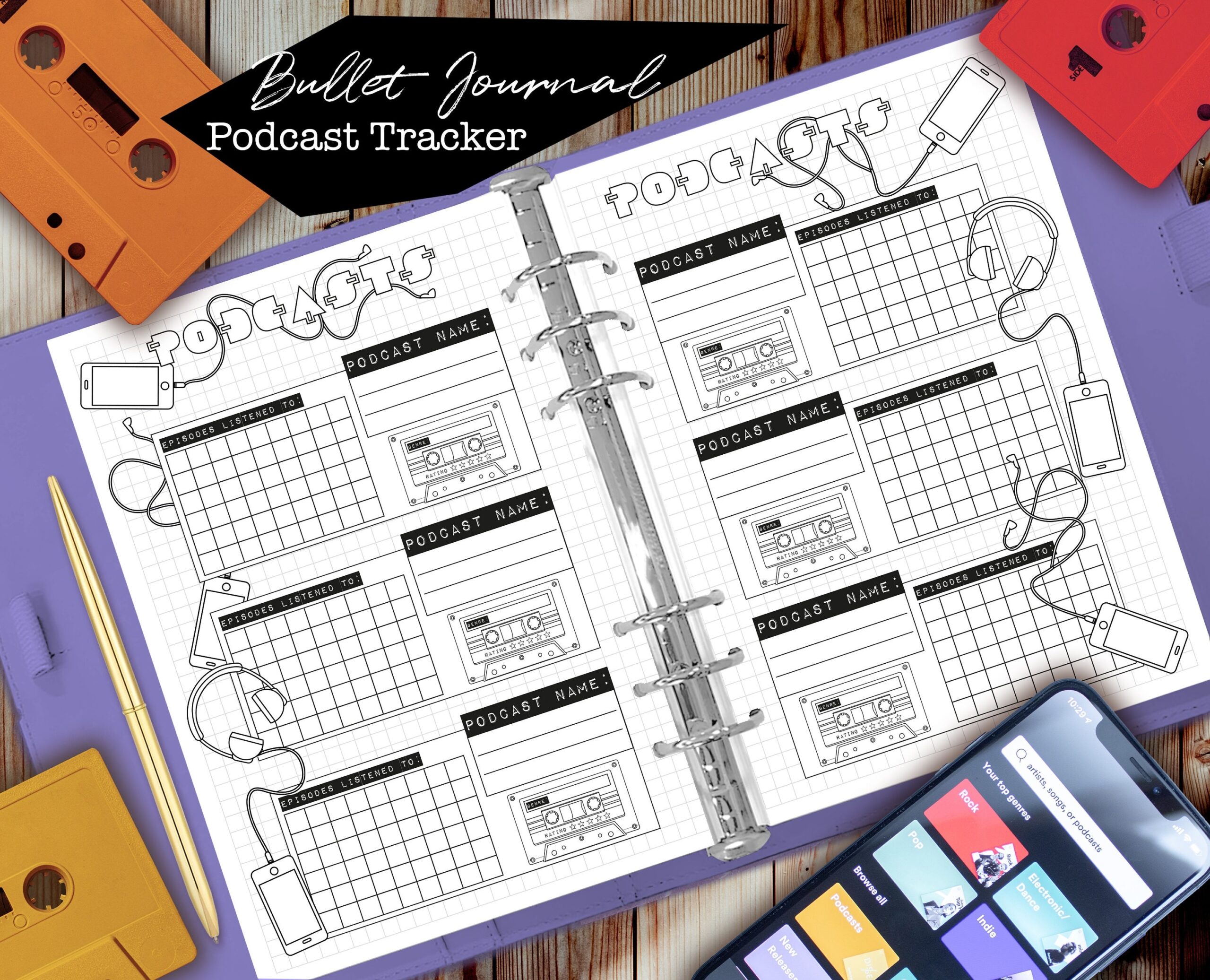 Printable Podcasts Tracker Pages For Planners And Journals Fits A5 And Half US Letter Etsy