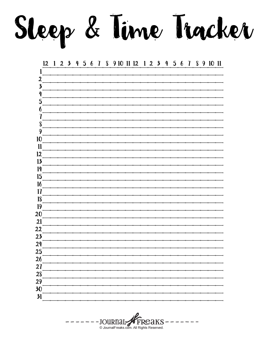 Printable Simple Sleep And Time Tracker Journal Freaks