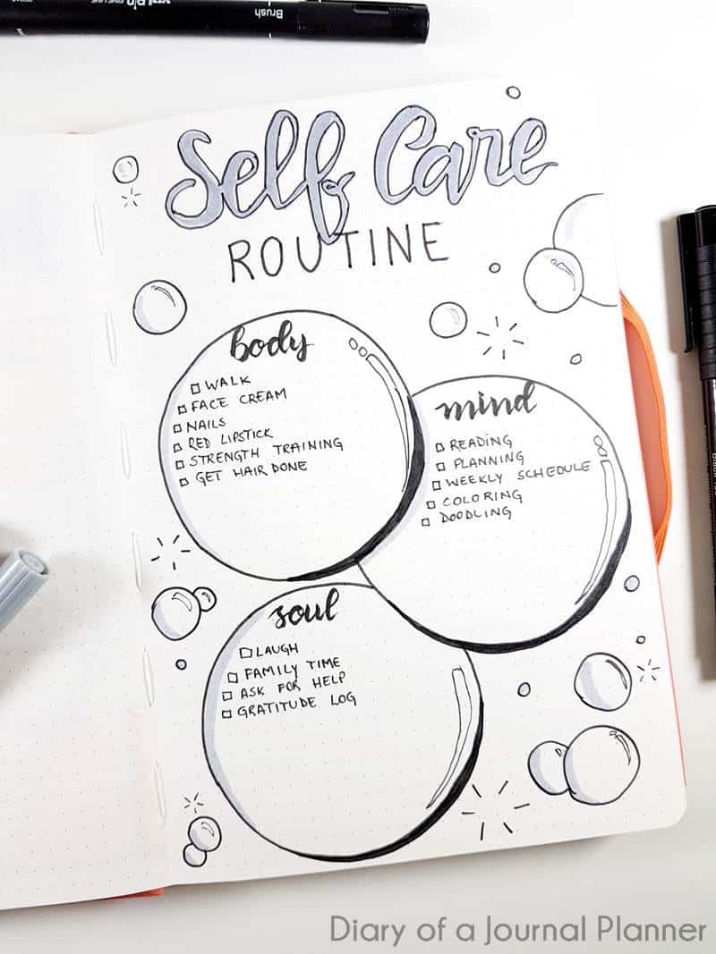 self care tracker bullet journal