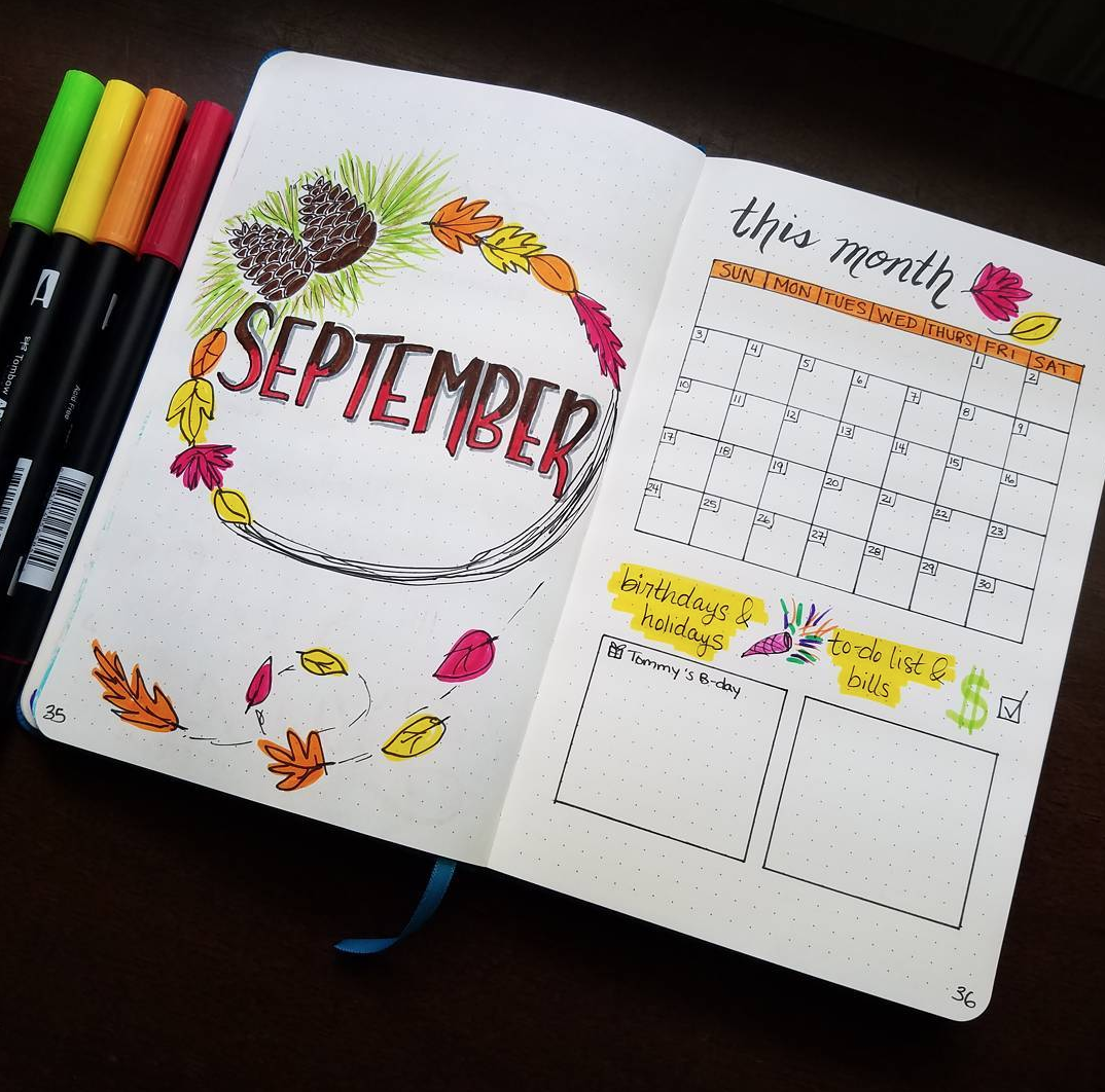 bullet journal monthly layout ideas