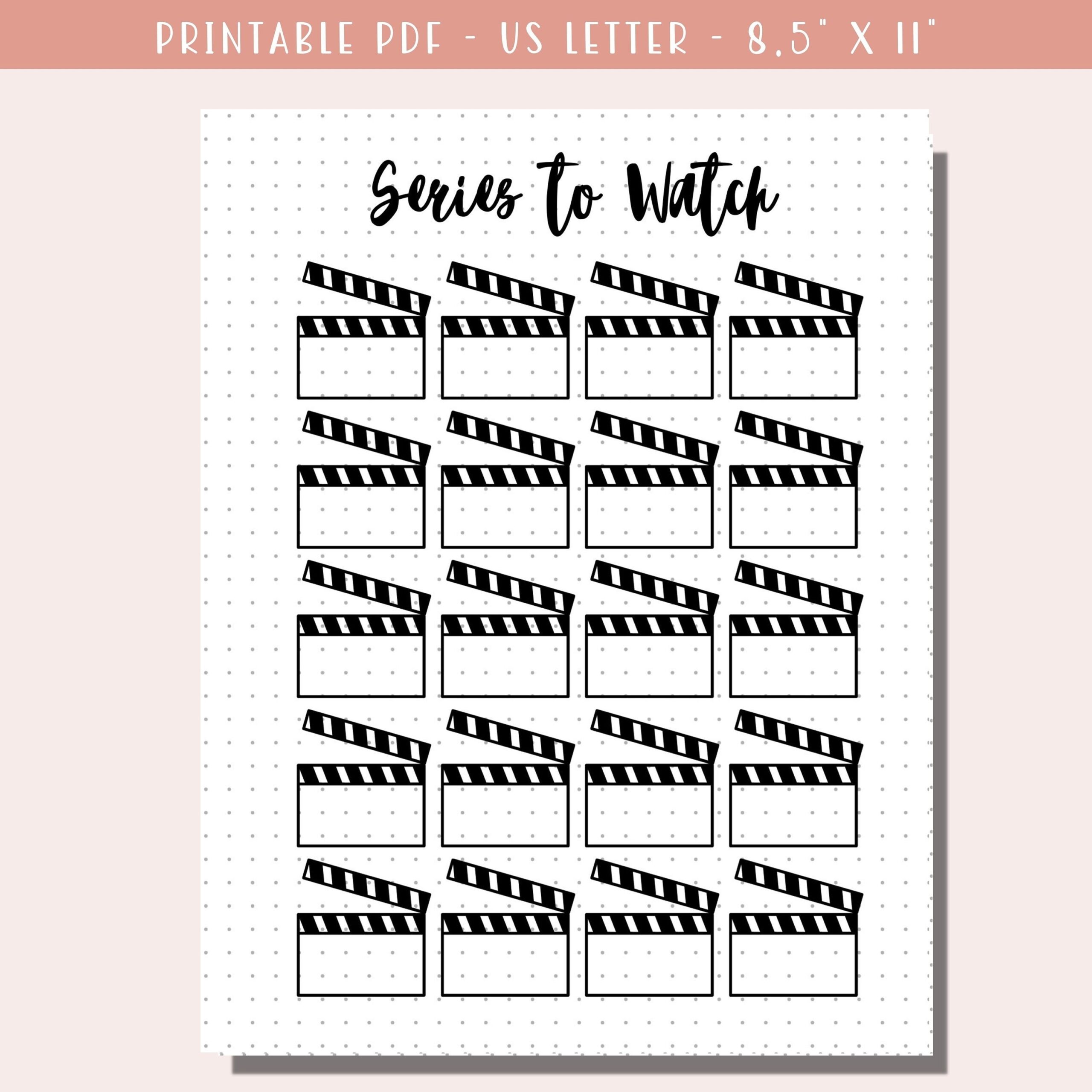 Series To Watch Bullet Journal Page Printable TV Show Tracker Printable A5 Journal Insert Entertainment Tracker Printable PDF Etsy