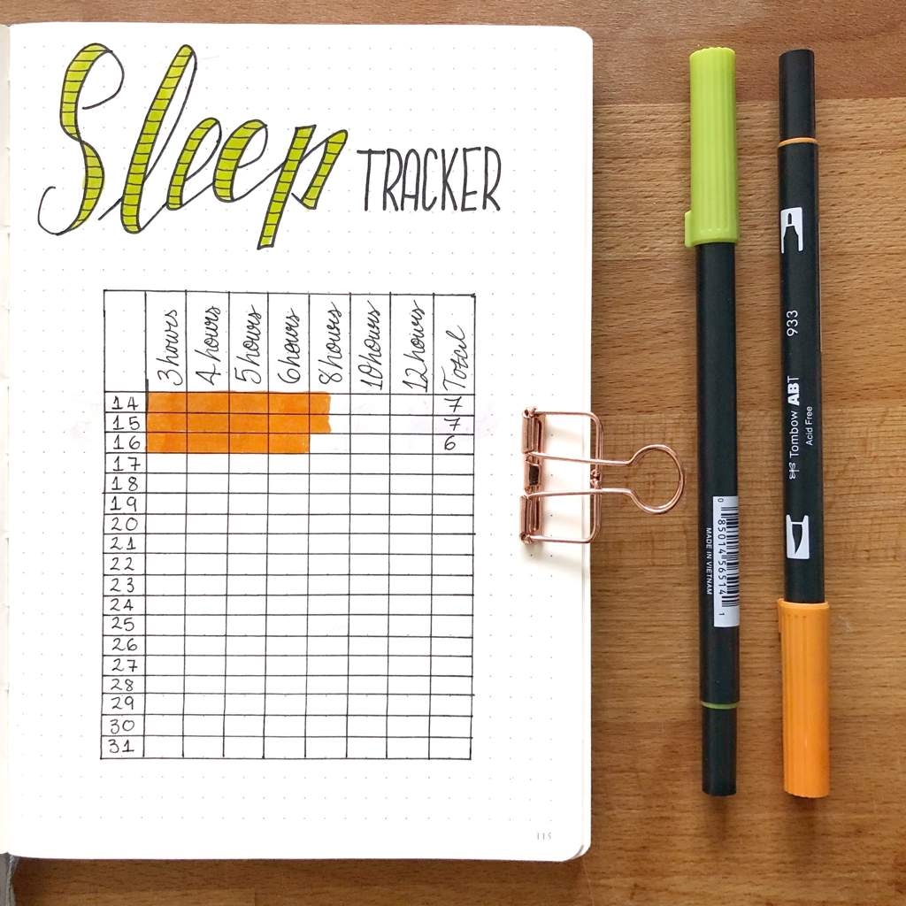 Sleep Tracker Bullet Journal Amino