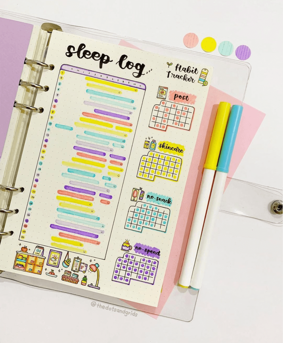 monthly sleep tracker bullet journal