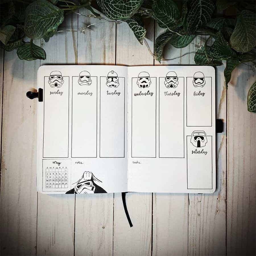 bullet journal habit tracker star wars