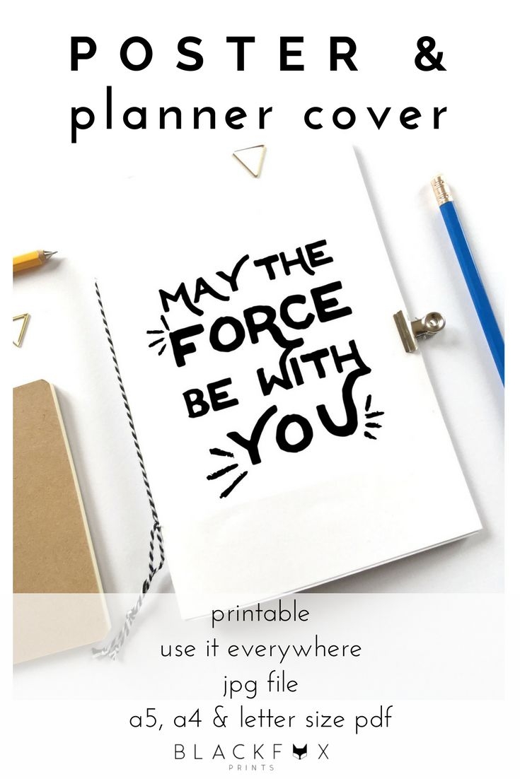 Star Wars Printable Wall Art Planner Notebook Cover May The Force Custom Lettering Star Wars Poster A5 Planner Inserts Instant Download Etsy