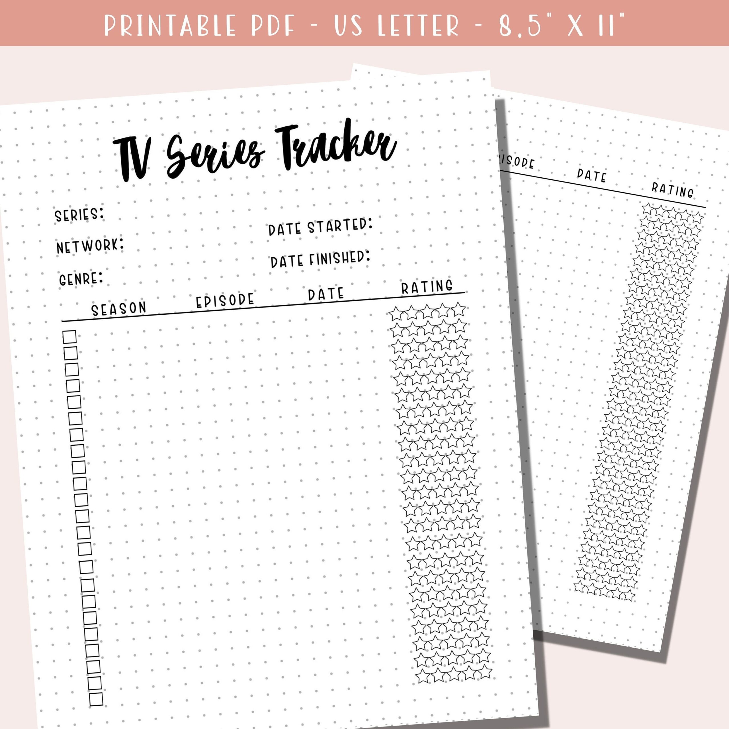 TV Series Tracker Printable Series To Watch Bullet Journal Page Printable A5 Journal Insert Entertainment Tracker Printable PDF Etsy