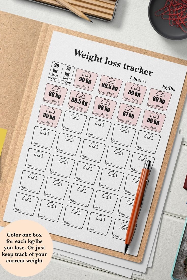 Weight Loss Tracker Scale shaped A4 A5 Letter Printables PDF Motivational Chart Health Fitness Weekly Monthly Bullet Journal Planner Etsy