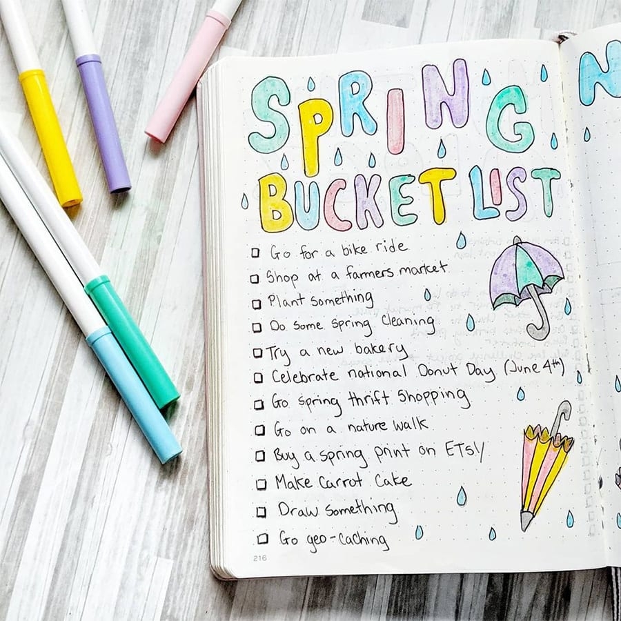 11 Bullet Journal Spring Bucket List Inspirations 11 Bullet Journal Spring Bucket List Inspirations