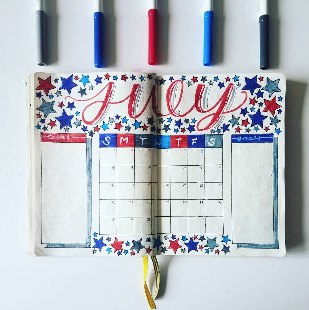 4th of july bullet journal ideas 4th of july bullet journal ideas