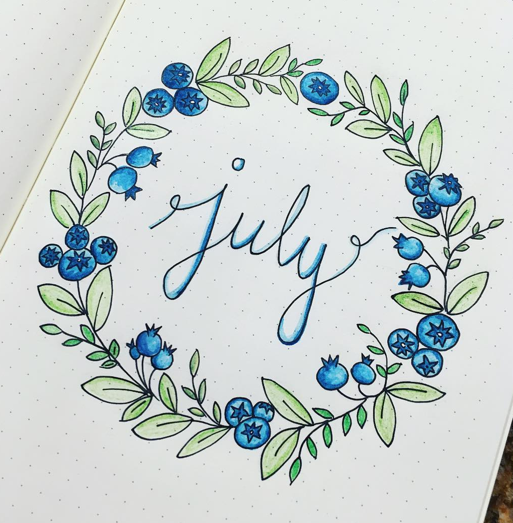 july bullet journal cover page
