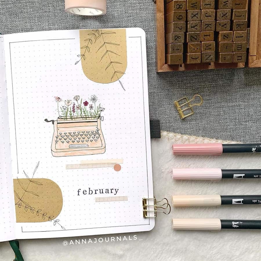 february bullet journal cover page