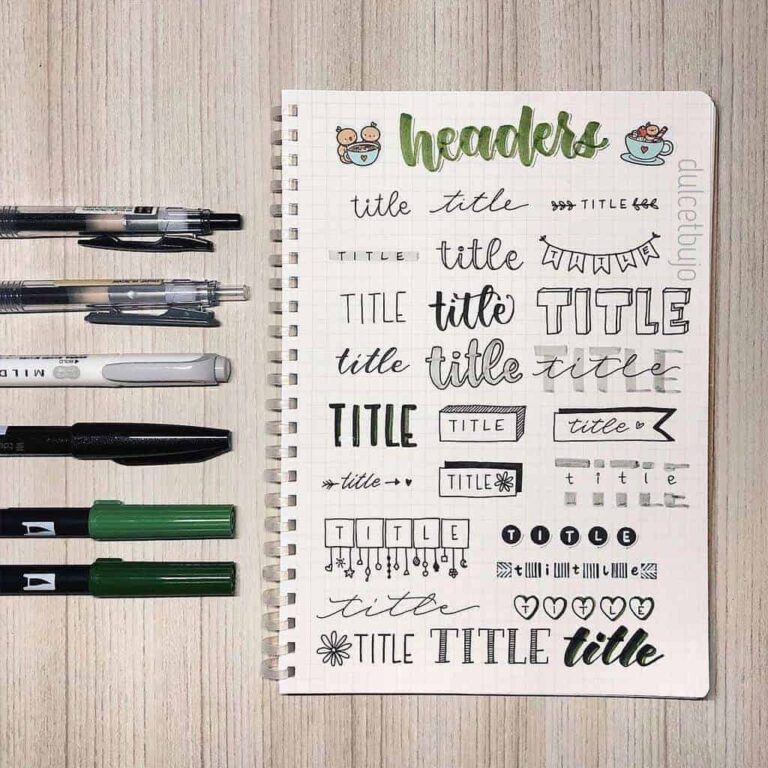90 Bullet Journal Header And Title Ideas