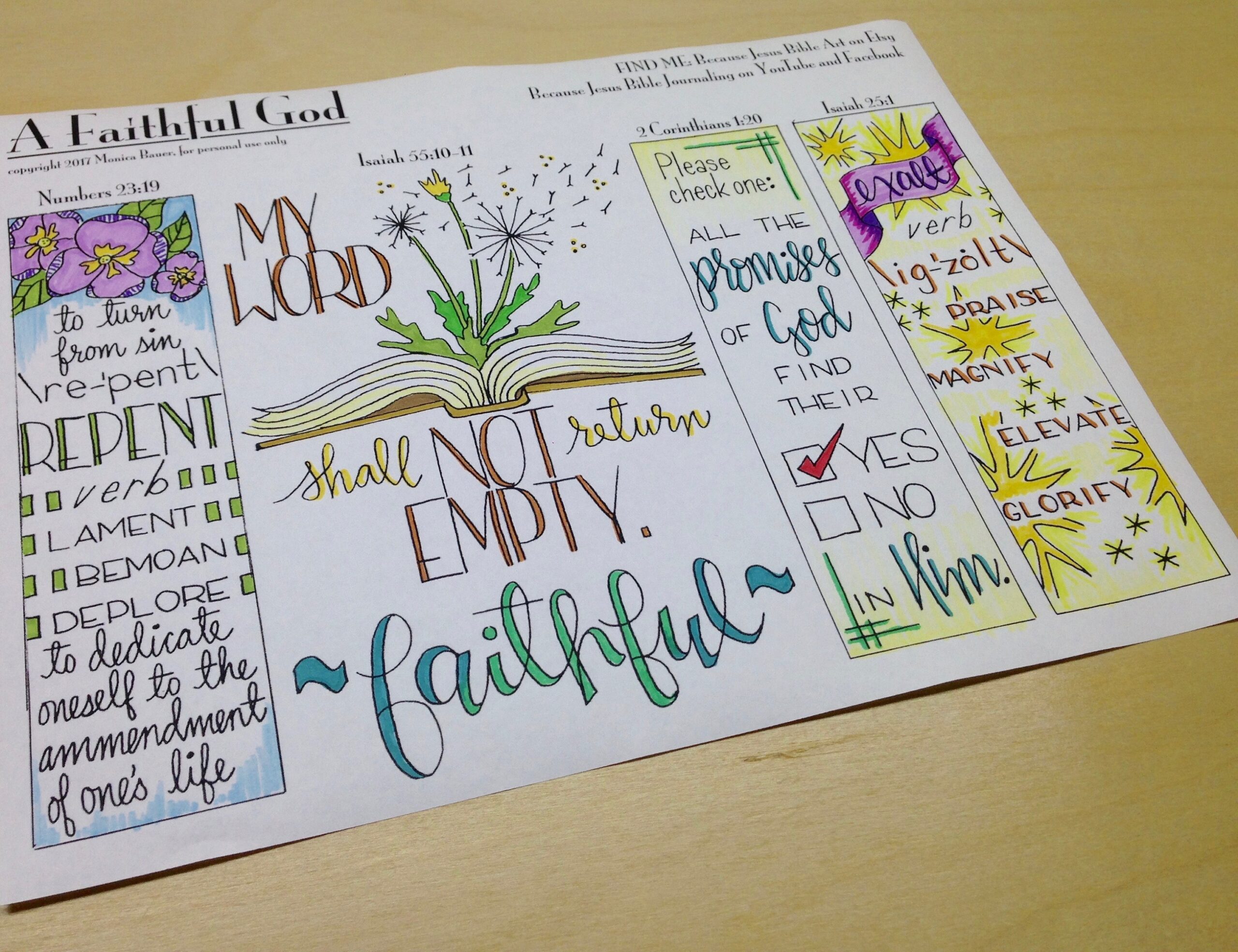 A Faithful God Bible Journaling Margin Art Tip in Printable And Traceable Templates Hand Lettering Set Of 5 1 Page Etsy