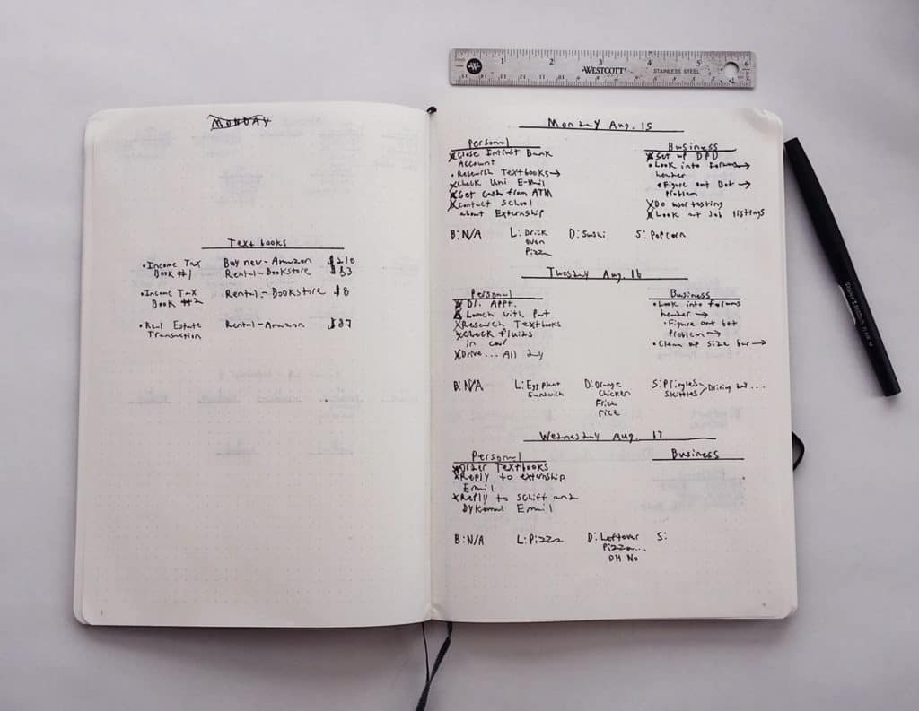 minimal bullet journal