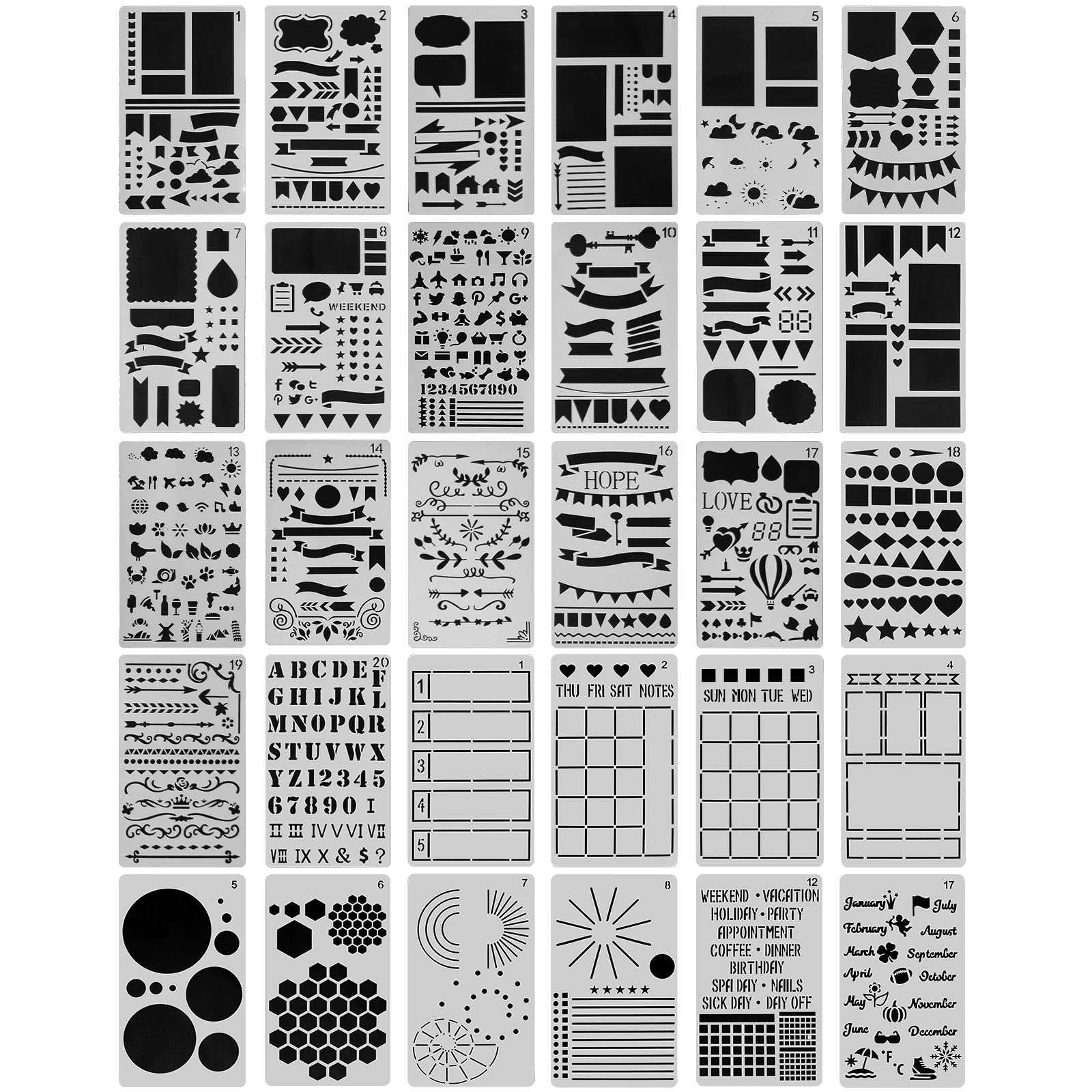Amazon 30 PCS Journal Stencils Planner Stencils For Junk Journal Notebook Diary Scrapbook DIY Drawing Template Journal Stencil 4x7 Inch Arts Crafts Sewing