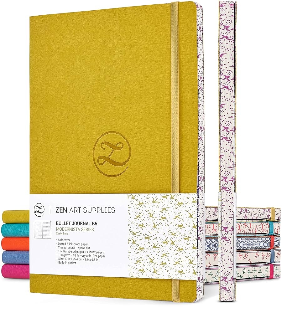 Amazon Lay Flat Large B5 Dotted Journal Enjoy Bullet Journaling With A Soft Cover 7x10 inch Non Bleed Thick 120gsm Paper Dot Journal In Yellow Japanese Edge Motif Faux Leather Dot Amazon Lay Flat Large B5 Dotted Journal Enjoy Bullet Journaling With A Soft Cover 7x10 inch Non Bleed Thick 120gsm Paper Dot Journal In Yellow Japanese Edge Motif Faux Leather Dot