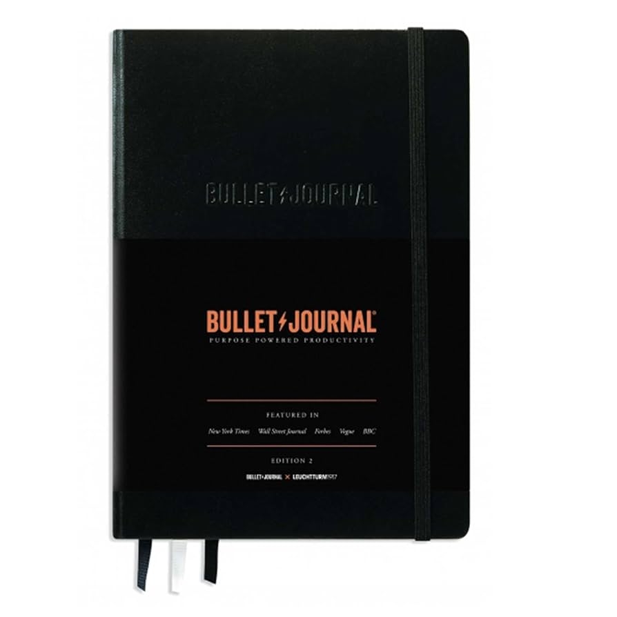 Amazon LEUCHTTURM1917 The Official Bullet Journal Edition 2 Notebook Built For BuJo Medium A5 204 Pages Of 120gsm Paper With Bujo Pocket Guide Black Office Products